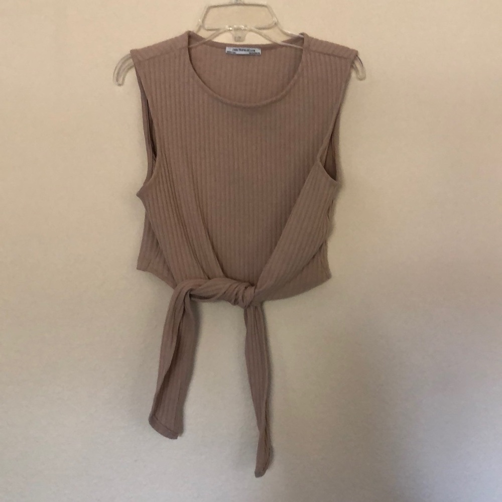 Zara beige wrap around crop top